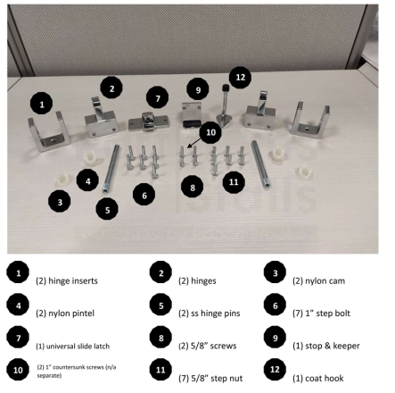 Global Partitions Plastic Laminate Door kits Chrome Inswing Version 