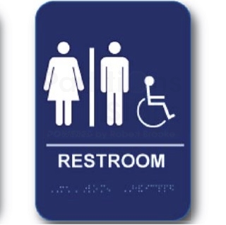 Tactile ADA Restroom Sign Blue