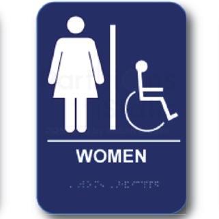 Womens Tactile Restroom Sign Blue