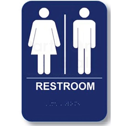Mens/Womens Tactile Restroom Sign Blue